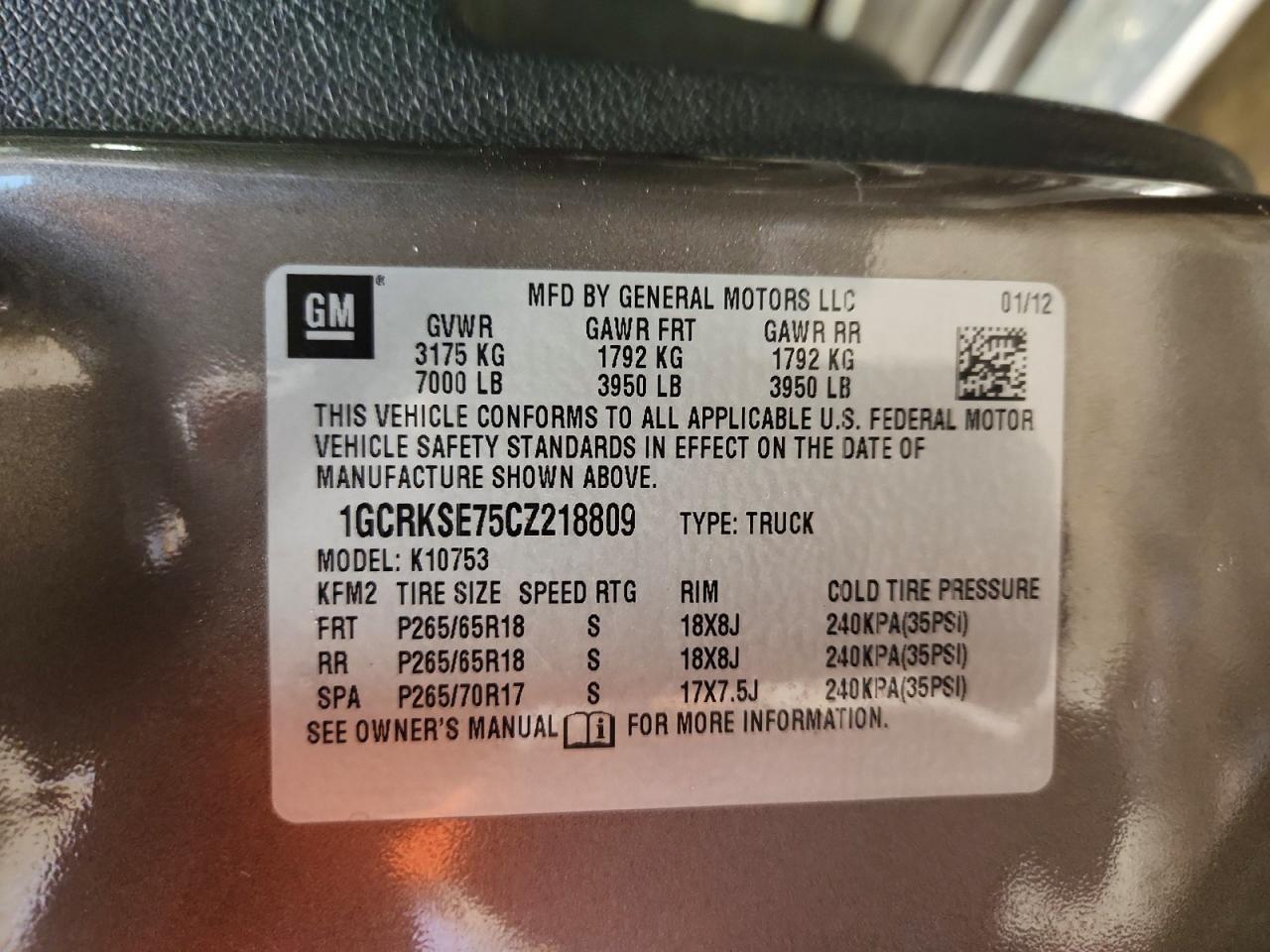 2012 CHEVROLET SILVERADO K1500 LT