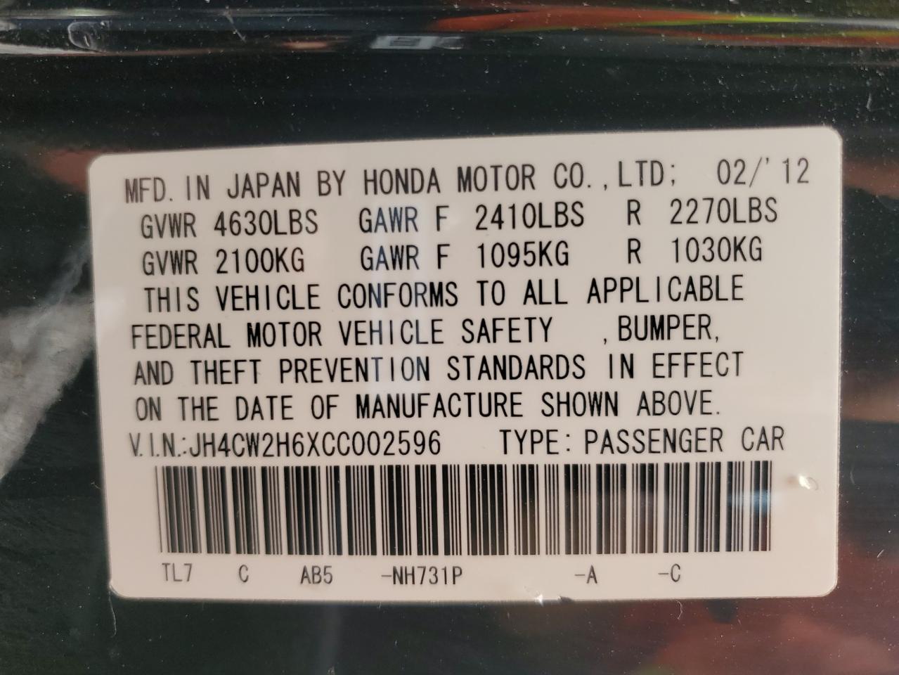 2012 ACURA TSX TECH