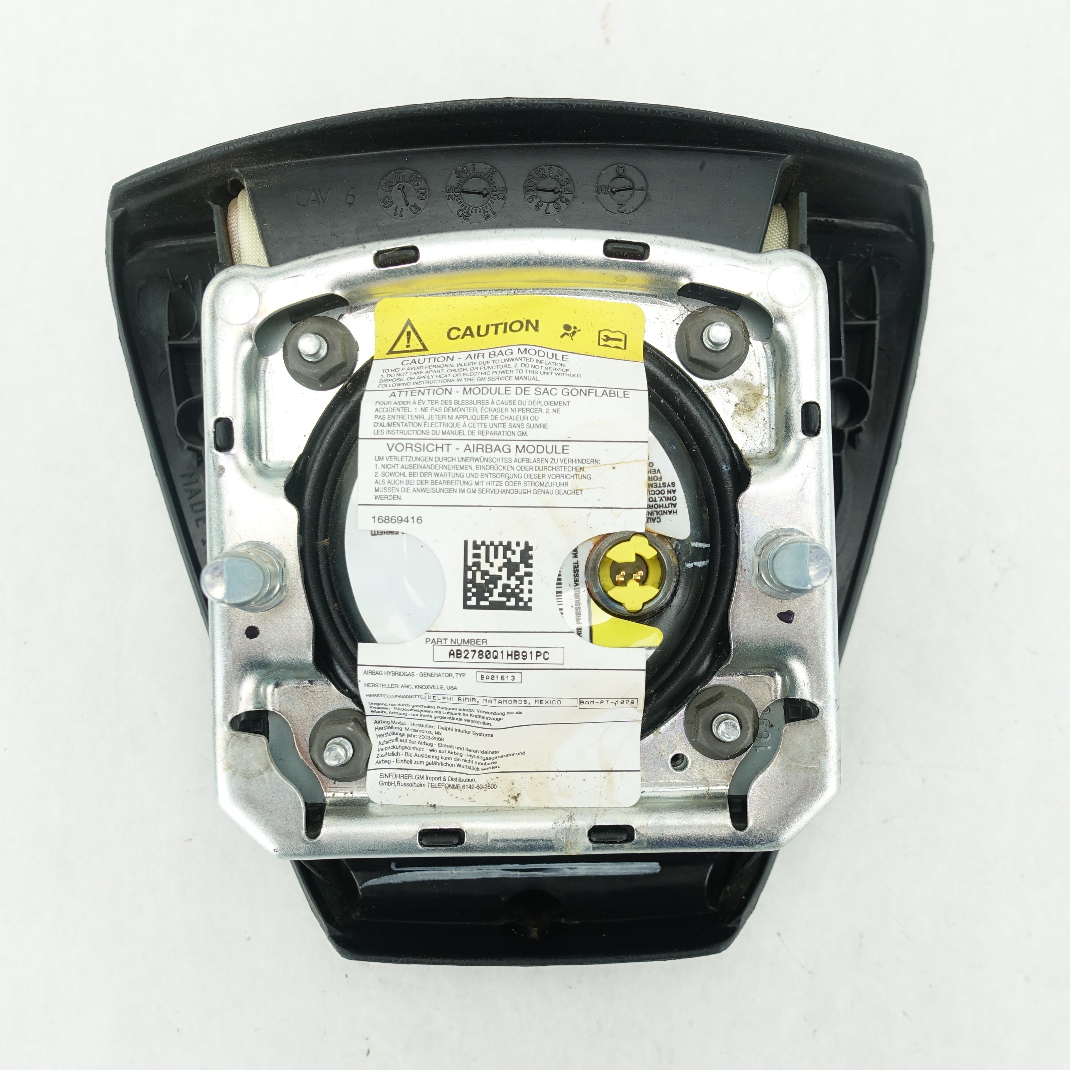 2007 2008 2009 2010 Silverado 2500 3500 Steering Wheel Driver Airbag Air Bag Black (One Connector)