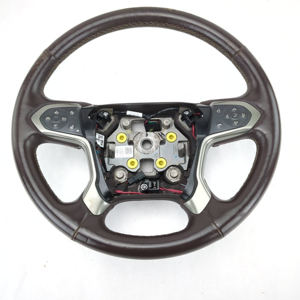 Worn 2014 2015 2016 2017 18 Silverado Sierra Brown Leather Steering Wheel Heated